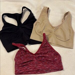 Black, Tan, and Red Bras Set